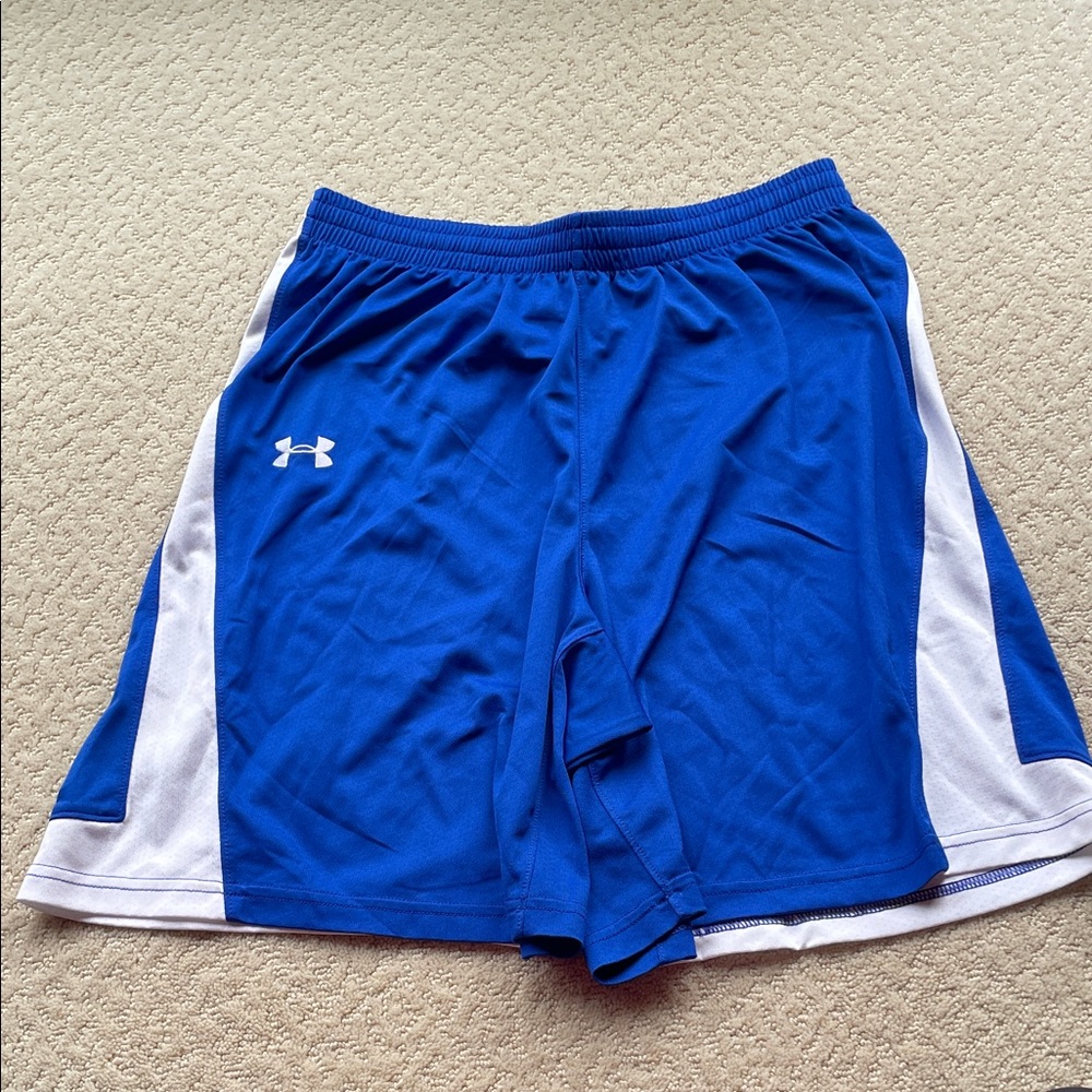 Under Armour Royal Blue and White Basketball Shorts Size Medium